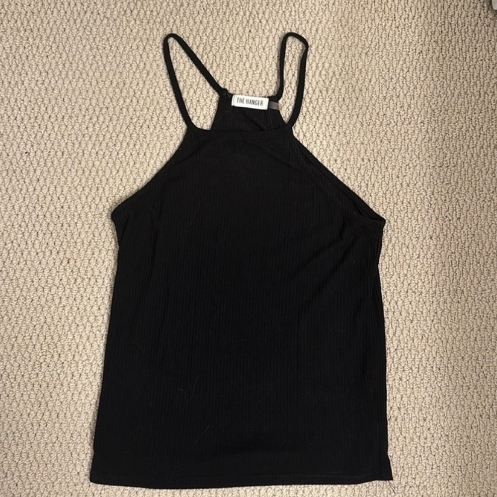 The Hanger Black Ribbed Tank Top
